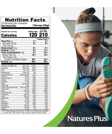 NaturesPlus SPIRU-TEIN Cookies & Cream Shake | 1.15 lbs Spirulina Protein Powder | Plant-Based Meal Replacement with Vitamins & Minerals | Vegetarian | 15 Servings - Buy Online on GoSupps.com