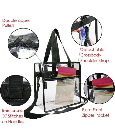 Stadium Clear Bag w/ Front Pocket & Shoulder Handles - Black | BeeGreen - Buy Online on GoSupps.com