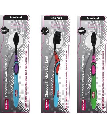 TOPMED ETS Smokers Charcoal Toothbrush Extra Hard - 1 Count (Color May Vary) - Buy Online on GoSupps.com