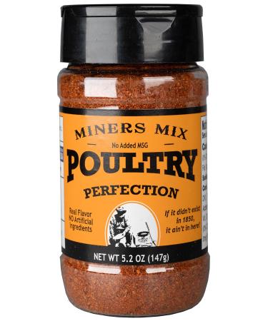 Miners Mix Poultry Perfection for Oven Roasted, BBQ, Grilled, Smoked, or Deep Fried Chicken, or Thanksgiving Turkey. A Low Salt, All Natural, and No MSG, Gourmet Seasoning Blend (5.2oz - pack of 1) 5.2 Ounce (Pack of 1)