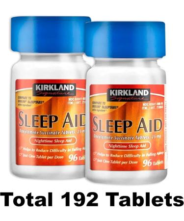 Buy Kirkland Nighttime Sleep Aid Sleeptabs 25mg - 96 Tablets + Free Microfiber Cleaning Cloth (2 Pack 192 Count) | International Shipping Available - Buy Online on GoSupps.com