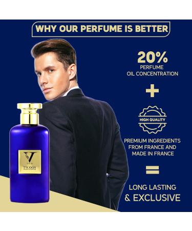 VOCO TYCOON Perfume for Men (Extrait de Parfum: Powerful & Concentrated) 3.4 FL.Oz (100ml) Exclusive Luxury Gift for Men Made in France with Notes of Bergamot Nutmeg Amber Vetiver Incense Musk - Buy Online on GoSupps.com