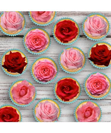 24 x Precut Pink Red Roses 2D Floral Flower Edible Wafer Paper Cupcake Topper Decoration For Cakes - Buy Online on GoSupps.com