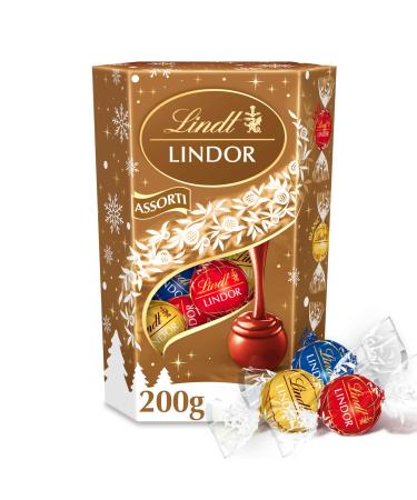 Lindt - Cornet LINDOR - Assortiment de Chocolats au Lait Noirs et Blancs - C ur fondant - Id al pour No l 200g
