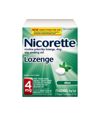 Nicorette Mini Nicotine Lozenges to Quit Smoking, Mint, 4 Milligram, 72 Count 4 Milligram Mint 72 Count (Pack of 1)