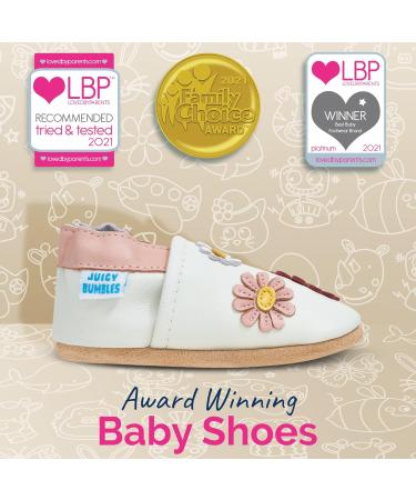 Leather Baby Shoes 12-18 Months - Soft Sole Toddler Shoes for Baby Girl and Boy - Daisies Design - Buy Online on GoSupps.com