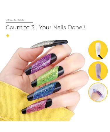 BURANO Glitter Gel Nail Polish Set - 6 Colors UV LED Soak Off Collection with Gift Box - Buy Online on GoSupps.com