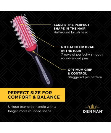Denman Hair Brush for Curly Hair D3 (Black) 7 Row Classic Styling Brush for  Detangling, Separating, Shaping and Defining Curls Black 7 Row