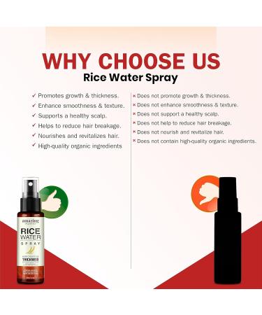 Rice Water Spray with Rosemary & Castor Oil - Hair Growth Treatment for Men & Women | Boost Volume & Reduce Hair Loss - Buy Online on GoSupps.com