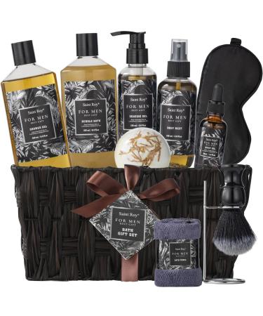 Beard Shaving Kit Men's Beard Kit Brush Men Bathroom Accessory Face Care Perfume Bath Gift Sets Birthday Gifts Spa Kit for Men with Shave Gel Oil Bath Bomb Beard Brush Rack Best Gifts for Dad son