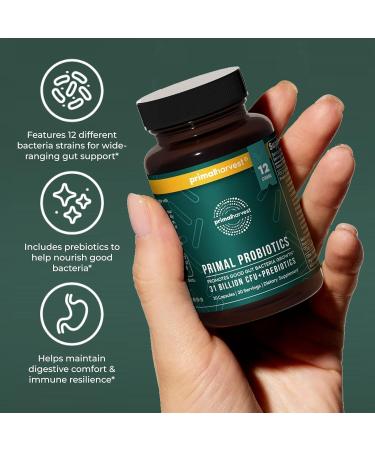 Primal Harvest Probiotics for Women & Men Daily Probiotic Supplement with 12 Strains for Gut & Digestive Health 30 Capsules 30 servings (1 Pack) - Buy Online on GoSupps.com