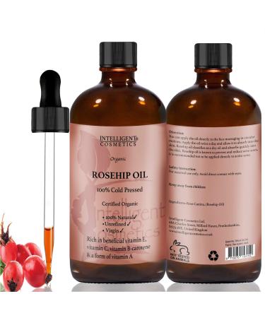50ML Rosehip Oil 100% Cold Pressed Pure Certified Organic Oil Best Known Facial Oil with Vitamin E Vitamin C B-carotene and a Form of Vitamin A
