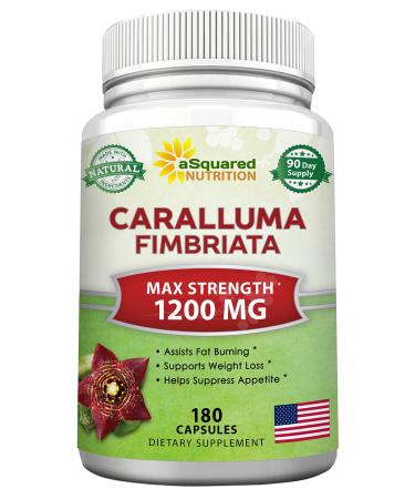 Caralluma Fimbriata 1200mg - 180 Capsules Natural Extract Weight Loss Diet Pill Supplements Best Natural Plant Root Appetite Suppressant & Pure Energy Booster Max Strength Slim Lean Fat Burn