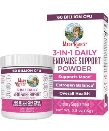 MaryRuth Organics 3-in-1 Menopause Probiotics for Women | Clinically Tested | Menopause Supplement for Women | Hormonal Support & Estrogen Supplement for Women| 60 Billion CFU | Allergen Free | 0.5 oz
