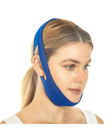 Double Chin Reducer Face Lifting Band, Anti Snoring and Face Slimming Chin Strap, Skin Tightening, Firming Belt (Blue)