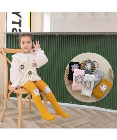 Silkglory 3PCS Baby Toddler Tights with Cute Glitter Print - Seamless Cotton Pantyhose for Girls 2-4 Years - Grey/Pink/Ginger - Buy Online on GoSupps.com
