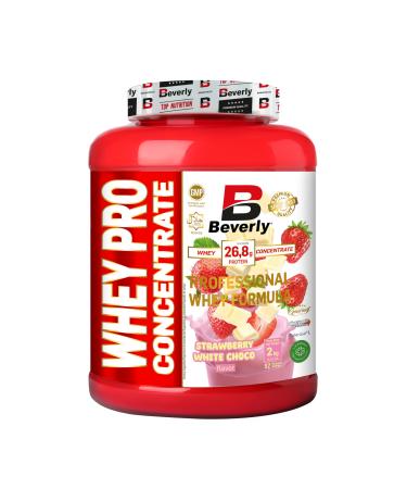 Beverly Beverly Whey Pro - Whey Protein Concentrate - 2 kg - 28 g of protein per serving - 58 servings - Tones and increases muscle mass - Flavor (STRAWBERRY WHITE CHOCOLATE)