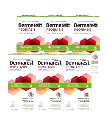 Dermarest Psoriasis Medicated Treatment Gel, Dermatologist Tested, 4 ounces,(Pack of 6) 4 Fl Oz (Pack of 6)