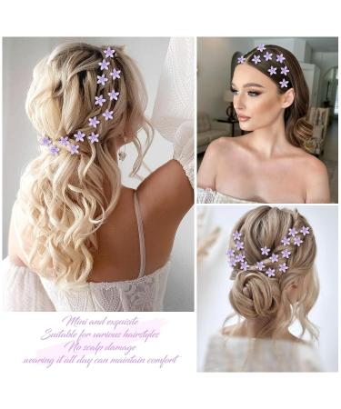 Mezrkuwr 10 pcs Lila Flower Hair Clips - Rhinestone Metal Hair Accessories for Weddings & Girls - Decorative Violet Bridal Hair Clamps - Buy Online on GoSupps.com