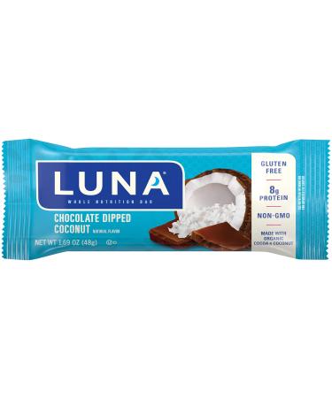 Clif Bar Luna Whole Nutrition Bar for Women Chocolate Dipped Coconut 15 Bars 1.69 oz (48 g) Each