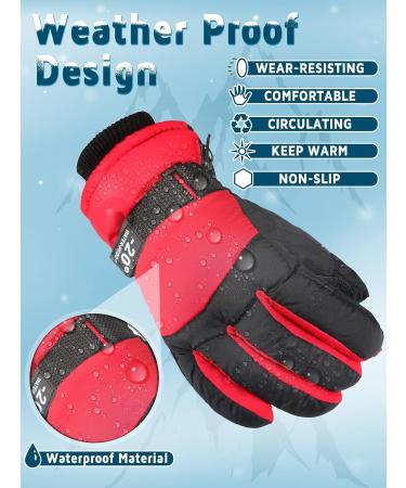 Eurzom 4 Pairs Kids Winter Ski Snow Gloves - Waterproof & Windproof - 5-8 Years - Red, Blue, Black, Navy Blue - Buy Online on GoSupps.com