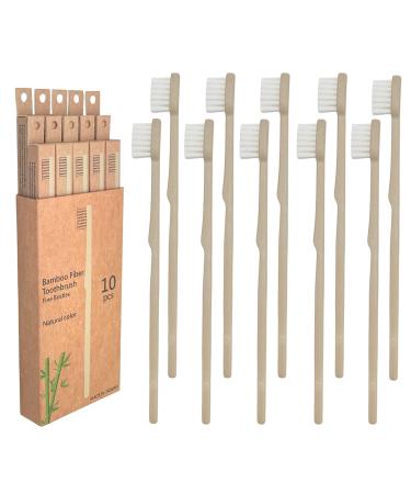 BLUEOWLSHIELD CHANYI Bamboo Toothbrushes - Medium - 100% Plant-Based Bamboo-Fiber Composite Durable & Splinter Free Fine BPA Free Bristles 10 Individually Packaged Brushes - Adult Medium 10.0