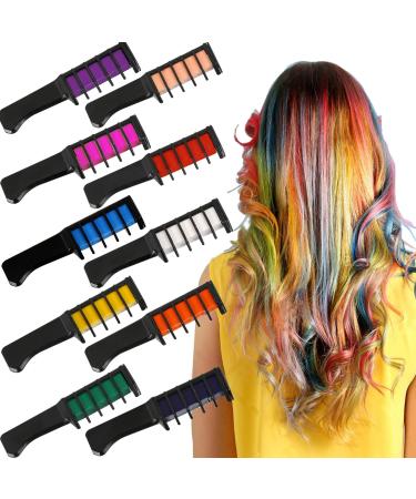 Hair Chalk for Girls Jiasoval 10 Colors Temporary Hair Chalk Comb Non-Toxic Washable Hair Chalk Pens Set for Festival Carnival Party Christmas Halloween Birthday DIY Perfect Gifts for Kids