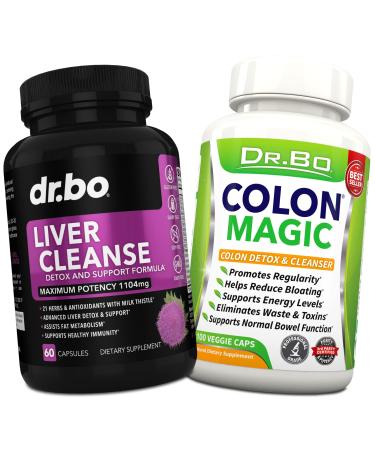 Liver & Colon Cleanse Detox Support Supplement - Natural Bowel Cleanser Pills for Intestinal Bloating & Daily Constipation Relief - Milk Thistle Dandelion Caps & Aid Gallbladder Supplements