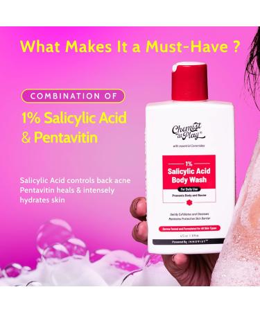 1% Salicylic Acid Body Wash 473ml - Paraben & SLS Free Exfoliating Shower Gel for Body Acne & Bumpy Skin | Unisex Deep Cleansing Cleanser - Buy Online on GoSupps.com