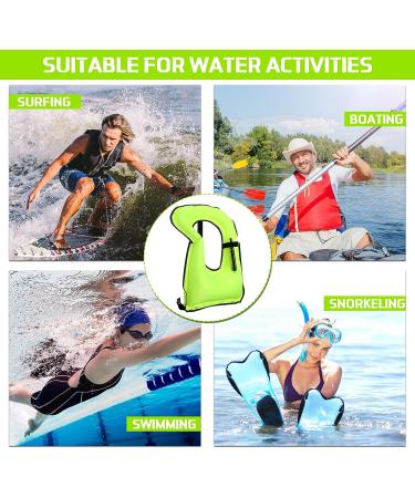 Inflatable Snorkel Vest Set - 4 Pc Adults Portable Swim Jackets - Adjustable Safety Vests for Snorkeling, Swimming, Diving - Fluorescent Green - Buy Online on GoSupps.com