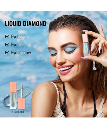 Oulac Liquid Glitter Eyeshadow Shimmer Eyeshadow & Eyeliner | Shiny Teal with Gold and Emerald Sparkle Blendable Sparkly Eye Make-up Crease Resistant Vegan Cruelty-Free 5.4g Electric Eel (14) - Buy Online on GoSupps.com