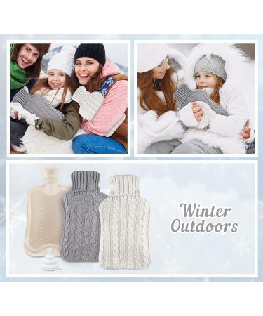 Premium 2L Hot Water Bottle with 2 Knitted Cases - Leak-Proof Washable Warm-Up Bag for Pain Relief (White & Gray) - Buy Online on GoSupps.com