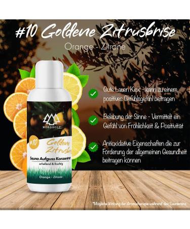 Nordholz Sauna Infusion - 48 Varieties 100ml | Golden Citrus Breeze | Natural Sauna Fragrance & Accessories for Relaxation - Buy Online on GoSupps.com