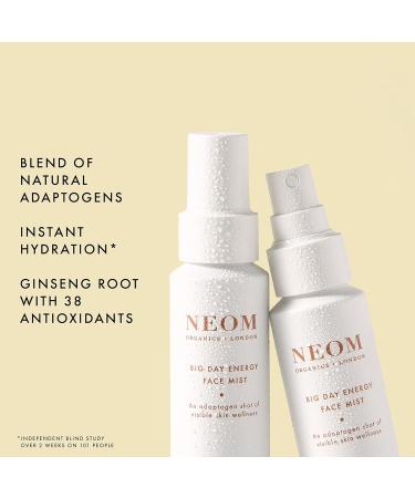 NEOM- Big Day Energy Face Mist 75ml | Calms Refreshes & Energises | Eucalyptus Rosemary & Patchouli | For bright dewy skin | Vegan | 100% Natural Fragrance - Buy Online on GoSupps.com