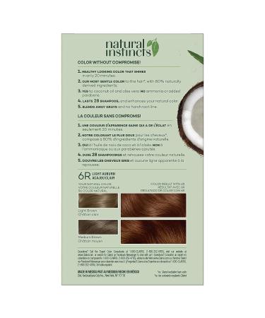 Clairol Natural Instincts 6R Light Auburn Demi-Permanent Hair Dye - 5.85 Fl Oz - Buy Online on GoSupps.com
