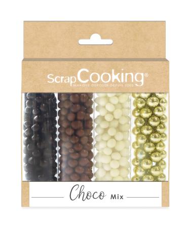 ScrapCooking 7462 Mix Chocolate & Gold Marbles Assortment of 3 Chocolates & Golden Sweet Balls Sprinkles Beads for Pastry and