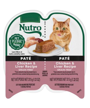 NUTRO Perfect Portions Adult Wet Cat Food Grain Free Chicken & Liver Pat Entr es 75g Tray (Pack of 24)