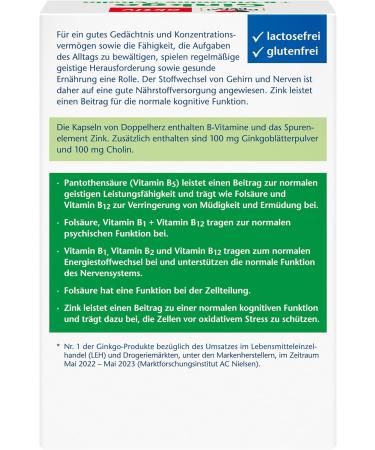 Doppelherz Ginkgo & B Vitamins Boost Mental Performance | 40 Capsules | International Shipping - Buy Online on GoSupps.com