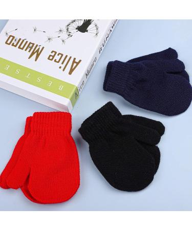 URATOT 6 Toddler Knitted Magic Stretch Gloves | Winter Warm Soft Baby Mittens 5-8 Years | Black Navy Red - Buy Online on GoSupps.com
