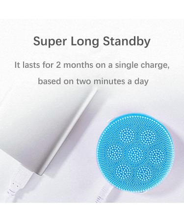 Silicone Facial Cleansing Brush - Sonic Face Scrubber for Normal and Sensitive Skin | USB Rechargeable, Waterproof, Travel Case Included (Blue) - Buy Online on GoSupps.com