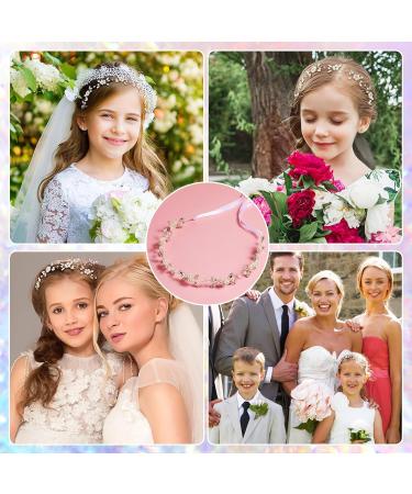 Sibba Flower Girl Headpiece Silver Wedding Headband Pearl Hair Accessory Princess Crystal Head Wear Women White Rhinestones Hairbands Bridal Hair Hoop for Birthday Party First Communion - Buy Online on GoSupps.com