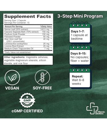 15 Day Cleanse Natural Colon Detox & Digestive Support with Senna Aloe Vera Cascara Sagrada & Probiotics Gentle Vegan 15-Day Cleansing Program - Buy Online on GoSupps.com