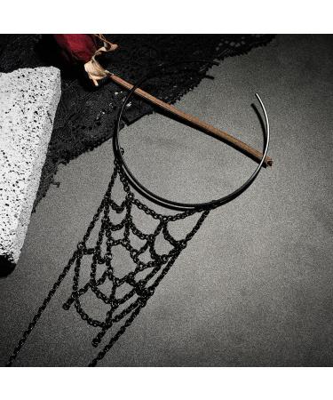 Spider Net Pendant Tassels Black Open Cuff Arm Bangle for Women - Halloween Costume Jewelry - Buy Online on GoSupps.com