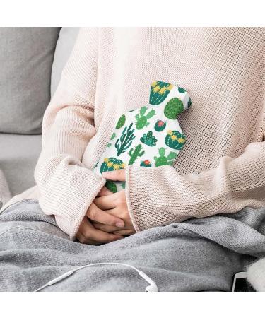 Green Cactus Hot Water Bottle with Plush Cover Bed Warmer for Adults & Kids | 26.5x15.3cm - International Shipping Available - Buy Online on GoSupps.com