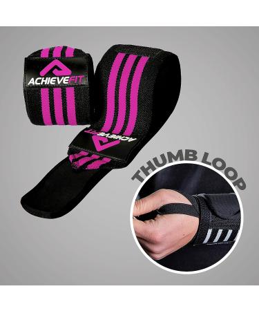 Fit Weight Lifting Wrist Wraps (Pair) - Wrist Support for Crossfit, Weightlifting & Powerlifting - Thumb Loops - Men and Women - Regular Stiff or Combo - Pink/Black - 18 - Buy Online on GoSupps.com