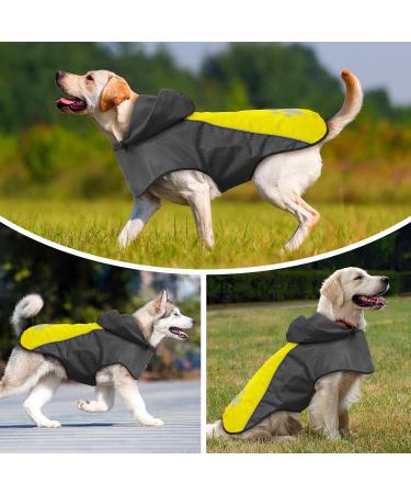 Buy Kpuplol Waterproof Dog Raincoat - Ultra-Light Breathable Jacket with Hood & Reflective Stripes for Small Medium Large Dogs - Perfect for Outdoor Hikes - Black & Yellow - Buy Online on GoSupps.com