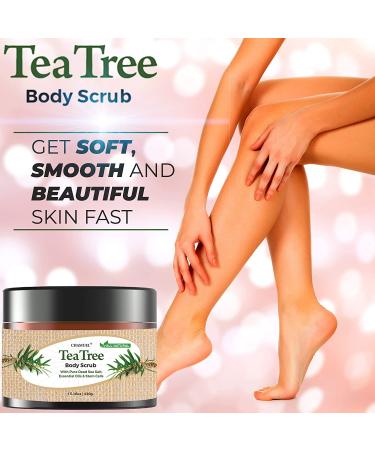 Chamuel Tea Tree Body & Foot Scrub - 100% Natural Exfoliating Scrub with Dead Sea Salt & Plant-based Stem Cells - Ginger & Essential Oils Blend for Rejuvenation & Soothing Dry Skin (15.1oz) - Buy Online on GoSupps.com