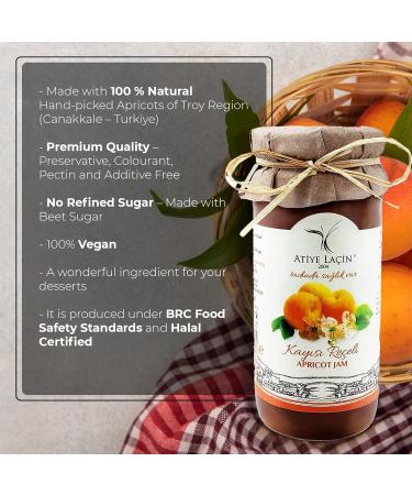 ATIYE LACIN Natural Homemade Apricot Marmalade (Kayisi Marmelati) | Made by 100% Natural Hand-picked Apricots | Preservative Colorant Thickener Additive Free | No Refined Sugar | 100% Vegan | 250g - Buy Online on GoSupps.com
