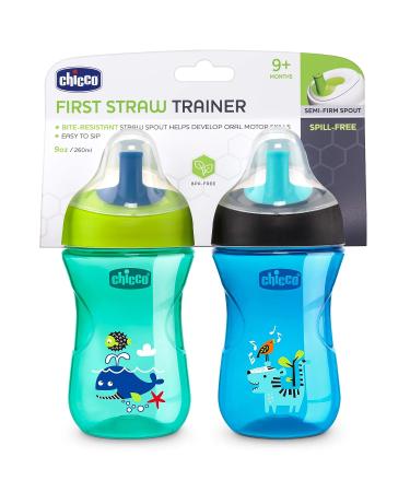 Chicco Sport Spout Trainer Sippy Cup | Spill-Free | 9 Months+ | Teal/Blue | 2 Count - Buy Online on GoSupps.com