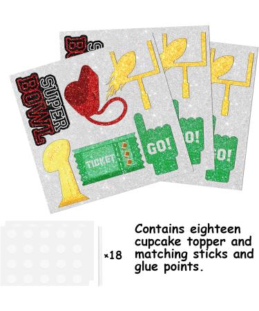 Trophy Rugby Ball Dessert Cupcake Topper Super Bowl Touchdown Sport Game Day Theme Decor Supplies Men Boys Happy Birthday Party Decorations set 18pcs Glitter - Buy Online on GoSupps.com